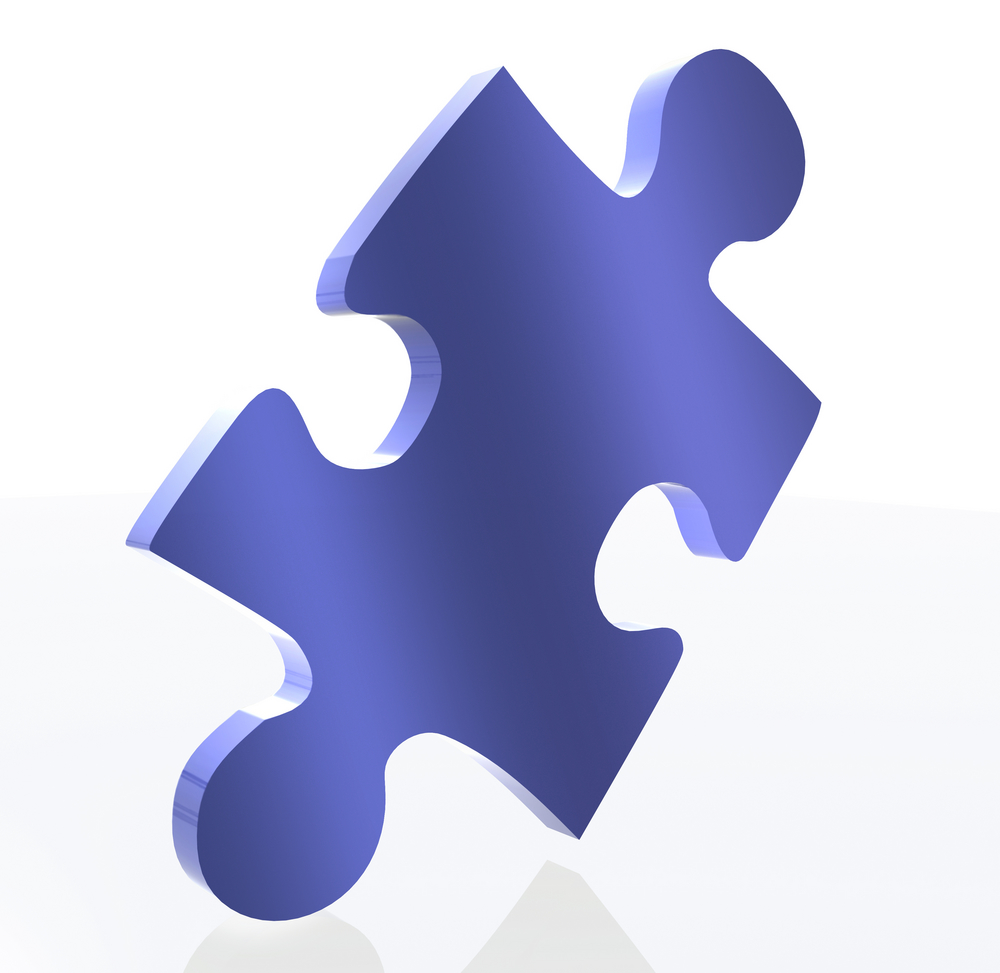 blue puzzle piece over white, render in 3d